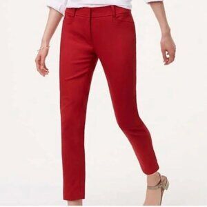 LOFT Marisa Mid-Rise Skinny Ankle Pants | Cranberry Red | 00 Petite